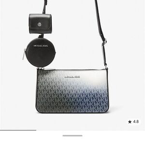 Michael Kors Black and Gray Logo Crossbody